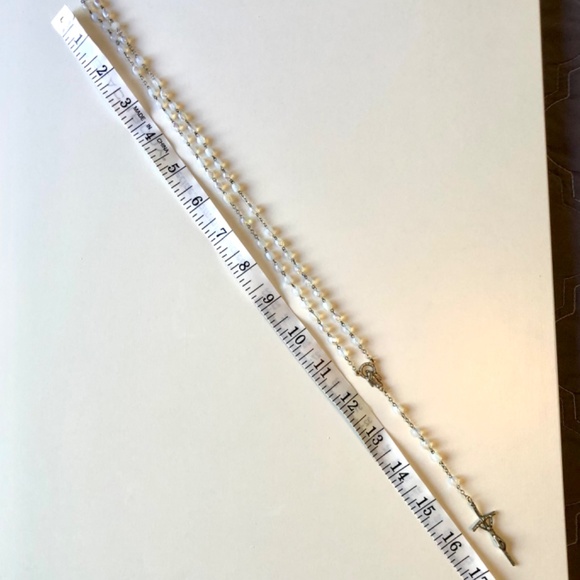 Rosary Beads - White Iridescent and Silver (Child) - Picture 4 of 6